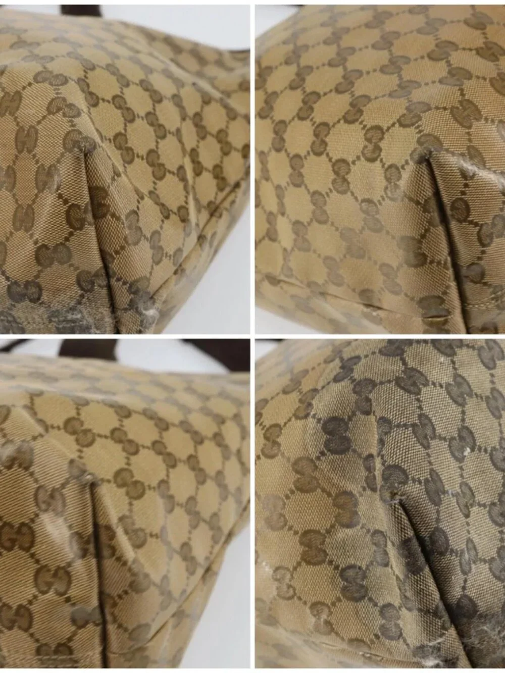 GUCCI GG Crystal Tote Bag Coated Canvas Brown 257298 Auth 155244
